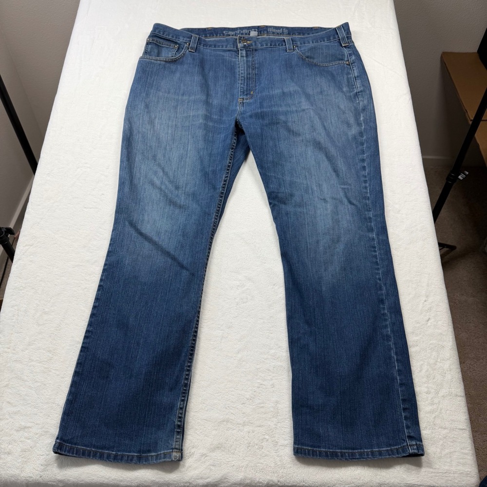 Carhartt Rugged Flex Relaxed Fit Jeans Mens 42x30 Blue Good Straight Leg Stretch